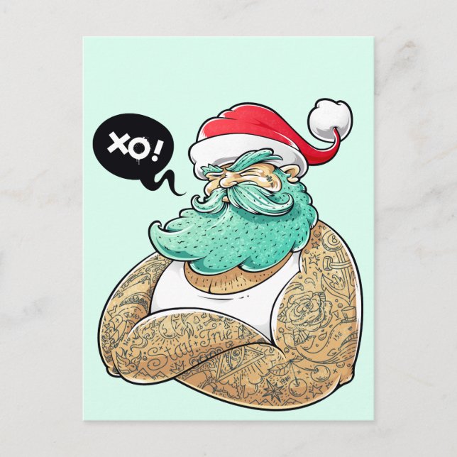 Postal Festiva Navidades Hipsta Santa Claus (Anverso)