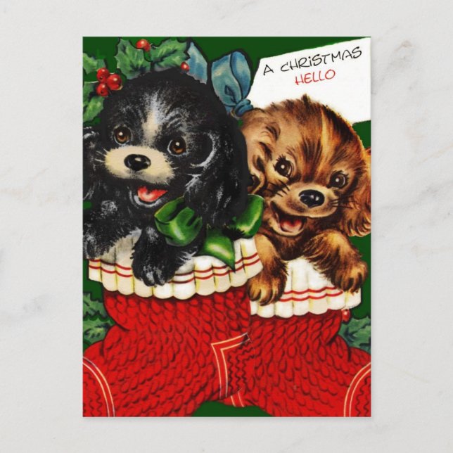 Postal Festiva Navidades Hola Cachorros (Anverso)