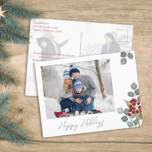Postal Festiva Navidades Holiday Holly Berries Greenery 2 Foto