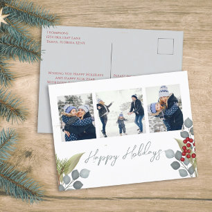 Postal Festiva Navidades Holiday Holly Berries Greenery 3 Foto
