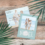 Postal Festiva Navidades Holiday Noel Photo Simple Beach Budget<br><div class="desc">Este diseño presenta Navidades vacaciones Navidades modernos estilo vacaciones simple moderno playa náutica vacaciones tropicales, imagen familiar 2 dos aguas turquesas y un dólar océano tropical costero, vida marina turquesa verde azulado, moderno y elegante texto tipográfico, guión de caligrafía caprichosa, moderna isla de vacaciones minimalista, fotos de Navidades navideñas tarjetas...</div>