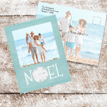 Postal Festiva Navidades Holiday Noel Photo Simple Beach Budget<br><div class="desc">Este diseño presenta Navidades vacaciones Navidades modernos estilo vacaciones simple moderno playa náutica vacaciones tropicales, imagen familiar 2 dos aguas turquesas y un dólar océano tropical costero, vida marina turquesa verde azulado, moderno y elegante texto tipográfico, guión de caligrafía caprichosa, moderna isla de vacaciones minimalista, fotos de Navidades navideñas tarjetas...</div>