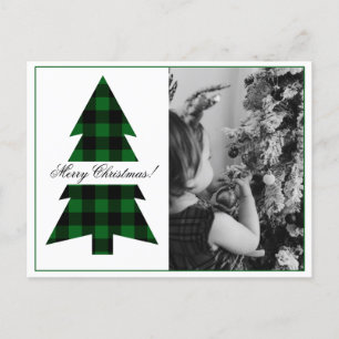 Postal Festiva Navidades Holiday Photo Buffalo Plaid Postcard