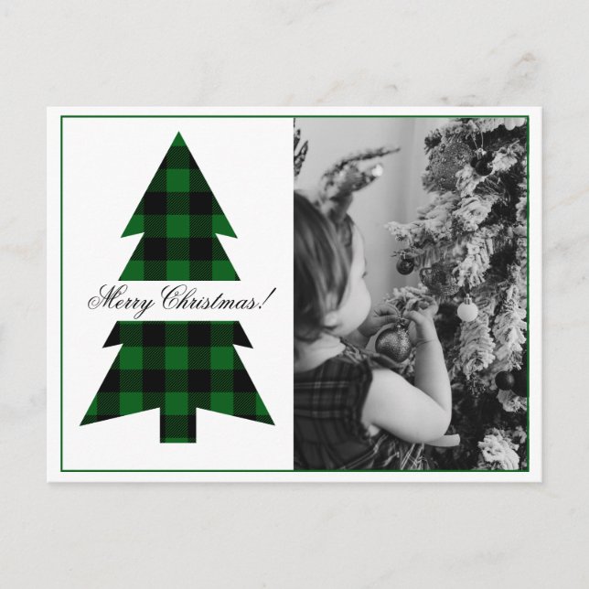 Postal Festiva Navidades Holiday Photo Buffalo Plaid Postcard (Anverso)