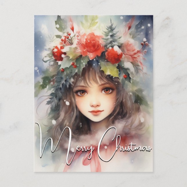 Postal Festiva Navidades Holly Berry Fairy (Anverso)