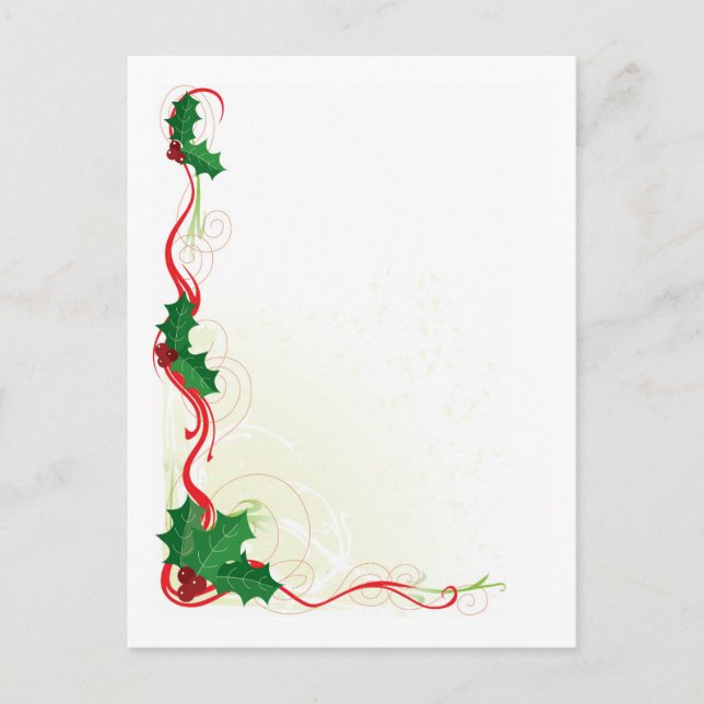 Postal Festiva Navidades Holly Border (Anverso)