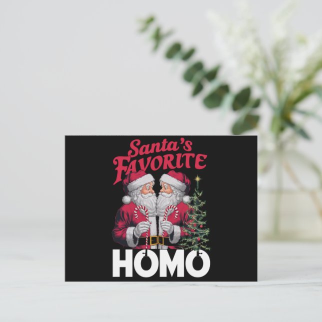 Postal Festiva Navidades homosexuales favoritos de Santas (Anverso de pie)