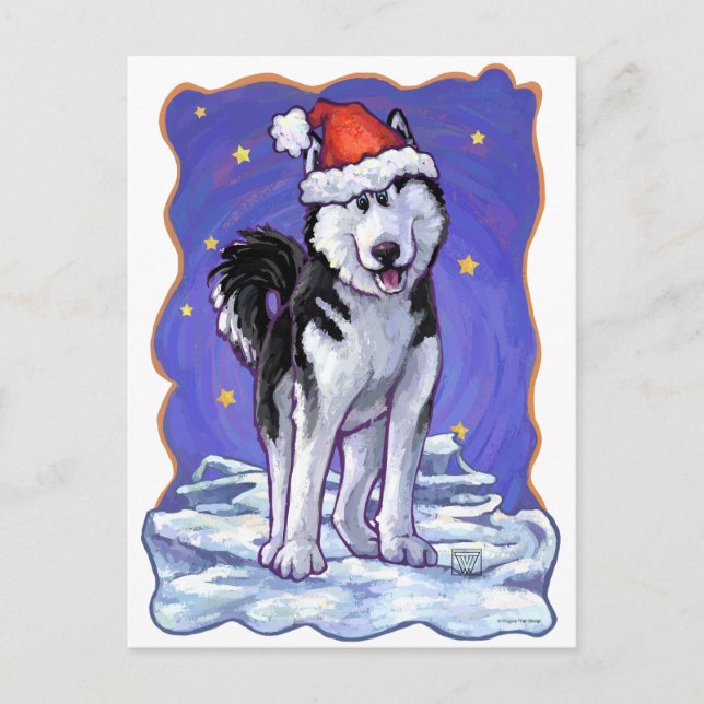 Postal Festiva Navidades Husky (Anverso)