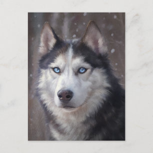 Postal Festiva Navidades Husky Siberiano