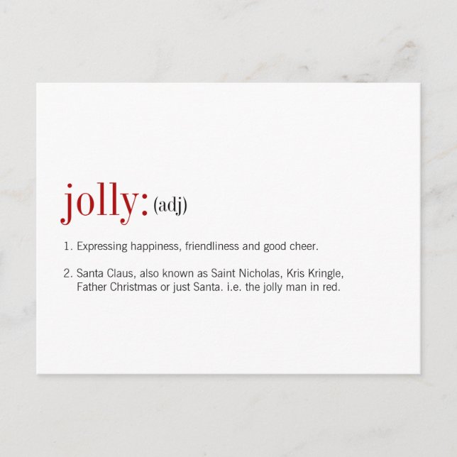Postal Festiva Navidades Jolly Definition (Anverso)
