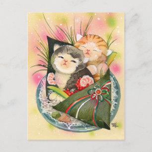Postal Festiva Navidades Kitten Handroll sushi