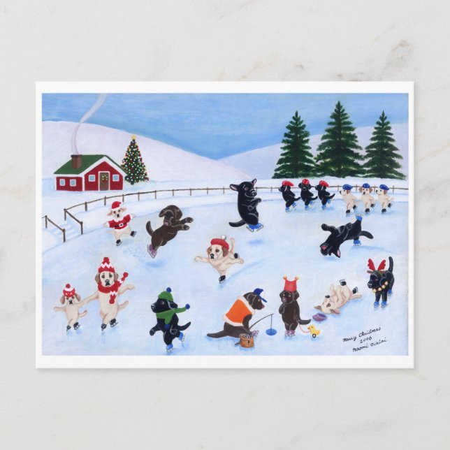 Postal Festiva Navidades Labrador Fun Painting (Anverso)