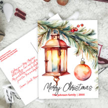 Navidades Lantern Pine Branch y Holly Berries