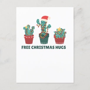 Postal Festiva Navidades libres abrazan divertidas plantas de cac