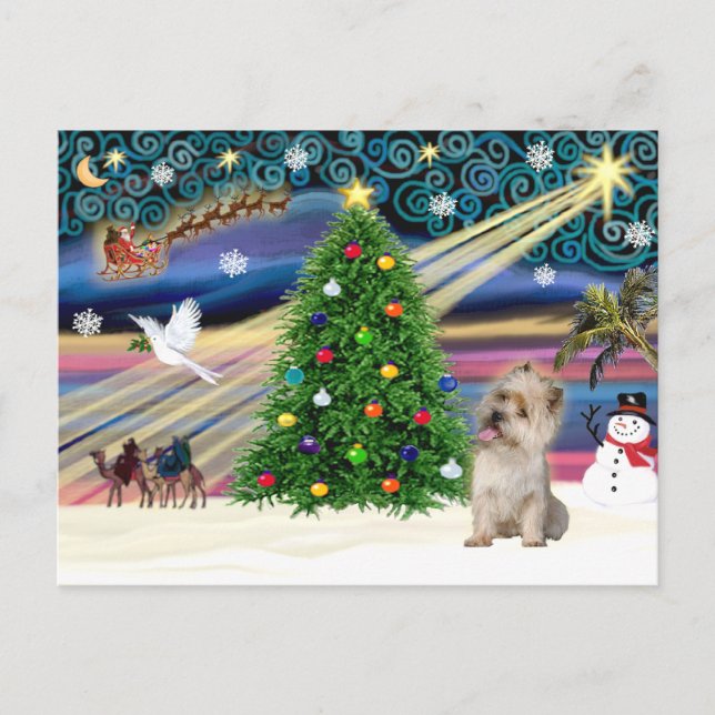 Postal Festiva Navidades Magia Cairn Terrier (Wheaten) (Anverso)
