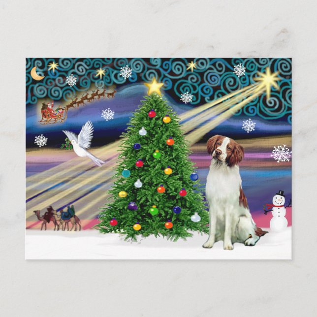 Postal Festiva Navidades Magic Brittany Spaniel (Anverso)
