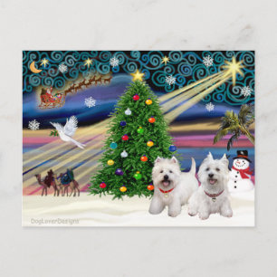 Postal Festiva Navidades Magic West Highland Terrier (dos)