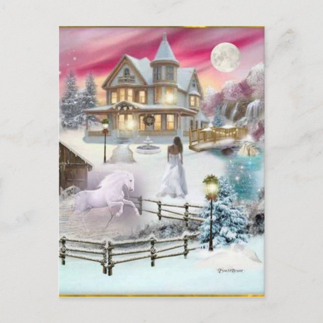 Postal Festiva Navidades mágicos Winter Wonderland (Anverso)