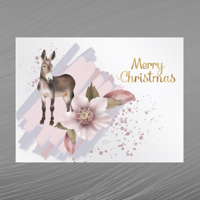 Postal Festiva Navidades Magnolia Rosa Mule Floral acuarela (Subido por el creador)