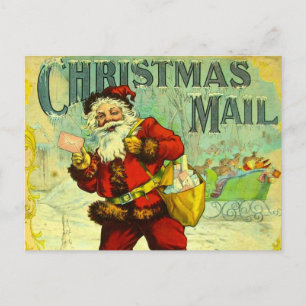 Postal Festiva Navidades Mail Santa Claus Vintage Gift Card Art