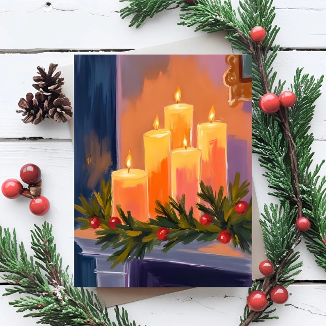 Postal Festiva Navidades Mantle Candles Garland (Subido por el creador)