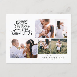 Postal Festiva navidades más alegres foto de escritura moderna