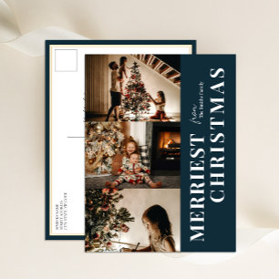 Postal Festiva Navidades más hermosos guión azul moderno 3 foto