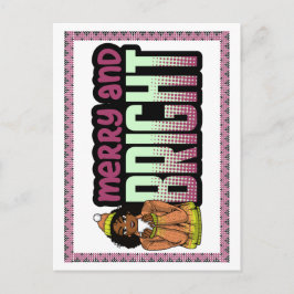 Postal Festiva Navidades Melanin Sista, Chica negra brillante