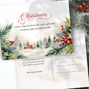 Postal Festiva Navidades Mensaje Escena De Invierno No Foto