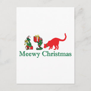 Postal Festiva Navidades Merry Meewy gatos