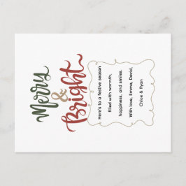 Postal Festiva Navidades merry y brillantes clásicos de la fiesta