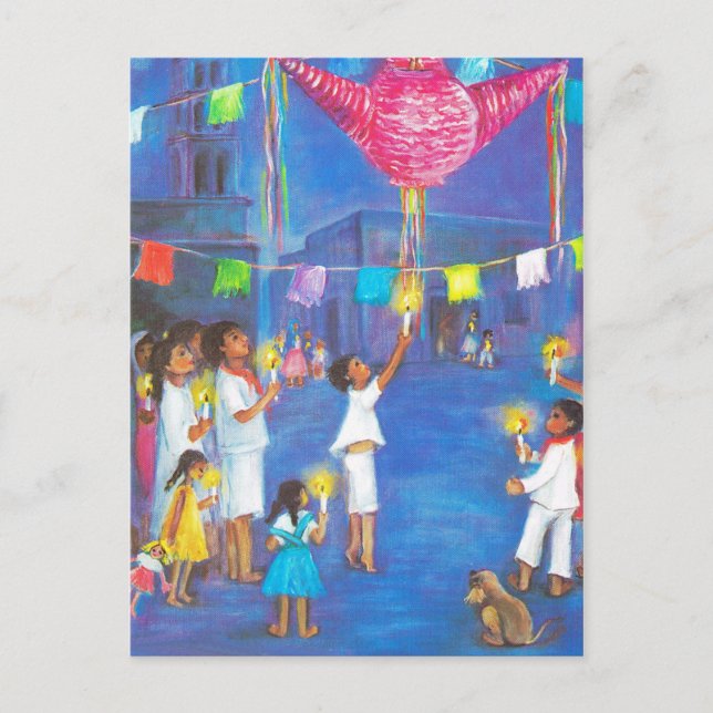 Postal Festiva Navidades mexicanos, decoraciones divertidas, cele (Anverso)