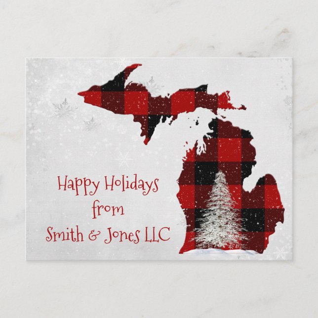 Postal Festiva Navidades Michigan Buffalo Plaid (Anverso)