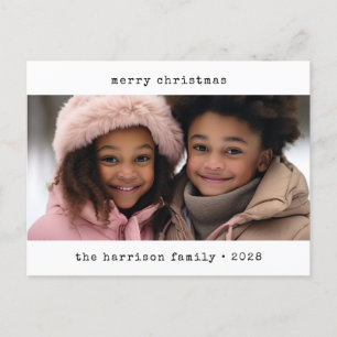 Postal Festiva Navidades minimalistas de máquina de escribir