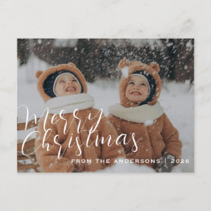 Postal Festiva Navidades minimalistas elegantes   Retrato familia