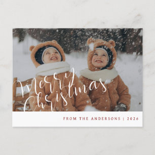 Postal Festiva Navidades minimalistas elegantes   Retrato familia
