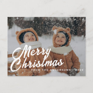 Postal Festiva Navidades minimalistas elegantes   Retrato familia