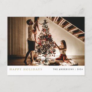 Postal Festiva Navidades minimalistas elegantes Retrato familia