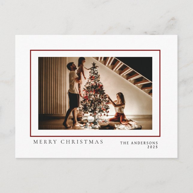 Postal Festiva Navidades minimalistas elegantes | Retrato familia (Anverso)