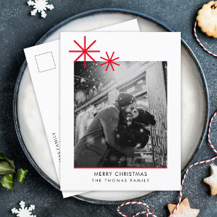 Postal Festiva Navidades minimalistas simple foto roja