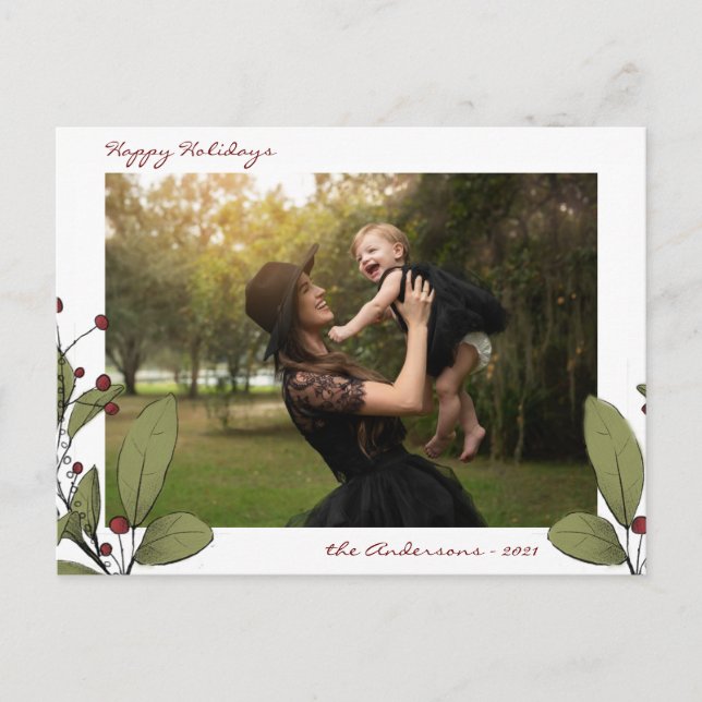 Postal Festiva Navidades Mistletoe Happy Holidays Photo Postcard (Anverso)