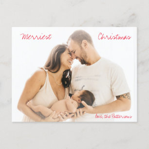 Postal Festiva Navidades modernos con escritura roja minimalista