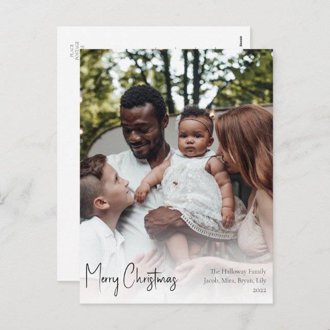 Postal Festiva Navidades modernos con guión vertical completo (Anverso / Reverso)