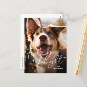 Postal Festiva Navidades modernos de la foto de perro lindo