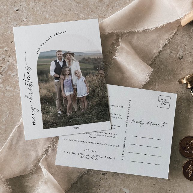 Postal Festiva Navidades modernos del Boho Arch fotográfico año t (Subido por el creador)