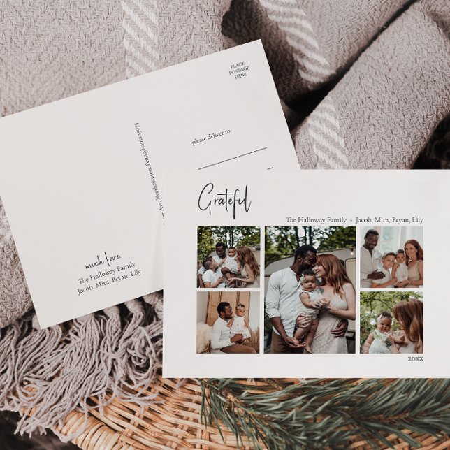 Postal Festiva Navidades modernos escriben agradecidas cinco foto (Subido por el creador)