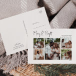 Postal Festiva Navidades modernos escriben fotos de cinco frases<br><div class="desc">Esta moderna tarjeta postal de cinco fotos para Navidades es perfecta para su minimalista y chic saludo de vacaciones en blanco y negro. La caligrafía escrita a mano, mínima y caprichosa, es delicada y rústica, aunque elegante y elegante. El diseño refleja un simple día de invierno blanco y evoca recuerdos...</div>