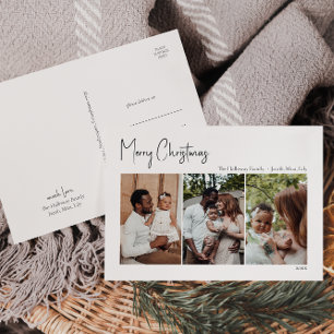 Postal Festiva Navidades modernos escriben tres fotos
