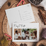 Postal Festiva Navidades modernos escriben tres fotos de moras y<br><div class="desc">Esta moderna tarjeta postal de tres fotos de Navidades es perfecta para su minimalista y chic saludo de vacaciones en blanco y negro. La caligrafía escrita a mano, mínima y caprichosa, es delicada y rústica, aunque elegante y elegante. El diseño refleja un simple día de invierno blanco y evoca recuerdos...</div>