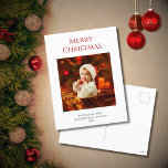 Postal Festiva Navidades modernos familia de fotos para bebés roj<br><div class="desc">Postales de vacaciones para Navidades modernos,  con un sencillo tema de foto para bebés y un diseño de tipografía roja. Con texto rojo personalizable,  agrega su propia información. También cambias la foto con la tuya para que sea única. Ideal para enviar deseos especiales de vacaciones a amigos y familia.</div>
